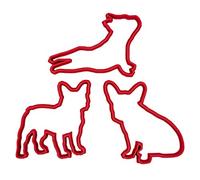 PlasticJewels - Set 3 Tagliabiscotti Cuccioli Bulldog Francese - Formine Biscotti Cane Divertenti PLA Eco-Friendly