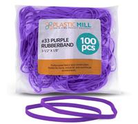 PlasticMill Elastici viola taglia 33 (8,8 x 0,3 cm) - #33 elastici colorati per ufficio, resistenti, elastici per artigianato, ghirlande di palloncini, contanti, cartelle di file (confezione da 100)