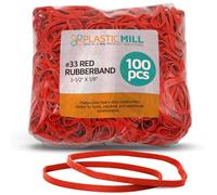 PlasticMill Orange Rubber Bands Size 33 (3 1/2" x 1/8") - #33 Rubber Bands Office Supplies - Strong, Elastic Bands for Crafts, Balloon Garland, Cash, File Folders (100-Pack)
