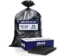 Plasticplace CON55X6 - Sacchetti per rifiuti da 150-60 galloni │ 6,0 mil │ Sacchetto per la spazzatura resistente | 91,4 x 147,3 cm (25 conteggi)