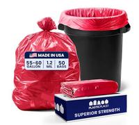 Plasticplace Sacchetti per la spazzatura da 55-60 galloni, 1,2 mil, resistenti sacchetti per bidoni della spazzatura, 96,5 x 147,3 cm (50 pezzi), 250 (confezione da 1)