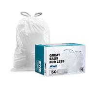 Plasticplace simplehuman (x) Code N kompatible M llbeutel mit Kordelzug, 12 13 Gallonen/45 50 Liter, 22,75 x 31,5 Zoll, 50 St ck, wei