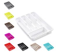 plastific Grande vassoio per posate, organizer per posate in plastica resistente, scorrevole, vassoio per posate, organizer per utensili da cucina e coltelli (33 x 24 x 4,3 cm, bianco)