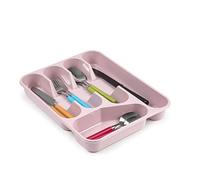 plastific Grande vassoio portaposate organizer per posate in plastica resistente, cassetto scorrevole, organizer per cassetti, 33,5 x 26,5 x 4,5 cm, base solida, rosa
