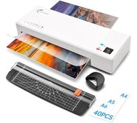 Plastificatrice 4 in 1 a caldo e a freddo e 40 pouches, per formati A4, A5, A6, con tagliacarta e arrotondatrice di angoli, per ufficio, casa, menù di ristoranti, scuola