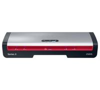 Plastificatrice A3 GBC 250HS piccoli uffici - Alta velocità, riscaldamento rapido in 1 minuto, 75-125 micron, anti-inceppamento, autospegnimento, con 5 buste di laminazione A4, Nero/Rosso, 4410071EU