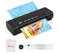 Plastificatrice A4, Plastificatrice Portatile Plastificatore Rapida Kit di Plastificatrici 4 in 1 con 30 Buste, Tagliacarte, Angoli Arrotondati, Laminazione a Caldo e a Freddo per Foto e Biglietti