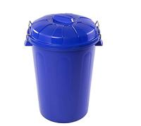 Plastiforte - Pattumiera con coperchio, 100 litri, con manici a pressione blu