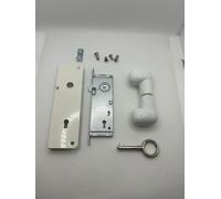 Plastik2 Serratura per Porte a Soffietto con Pomolo in Alluminio- Maniglietta con Serratura e Chiave (E12 BIANCO)