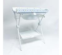 PLASTIMYR LEA - Fasciatoio pieghevole con vassoio organizer e gambe antiscivolo - Vasca pieghevole per bambini da viaggio sicura e compatta, colore giallo - 85 x 63 x 96 cm