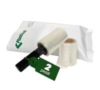 Plastisak - Pellicola Imballaggio Trasparente H 12,5 cm, Cellophane Estensibile Versatile per Pallet, Imballaggi e Copertura Igienica - Kit da 2 Rotoli e Manico Ergonomico