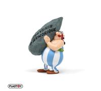 Plastoy Astérix Figura Obélix menhir con messaggio "Souvenir d'Armorique" - PVC