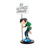 Plastoy Gaston Lagaffe Figurina Gaston e il suo cartello "No ai ritmi infernali" - Resina - 24 cm