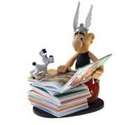 Plastoy Statuetta Astérix E Obélix con Pile di Album BD 2ª Edizione Resina 128
