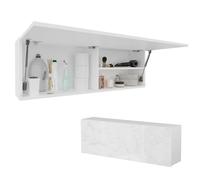 PLATAN ROOM - Armadietto da bagno, larghezza 80/120/160/200/240 cm, mobiletto da bagno pensile con anta ribaltabile (bianco opaco o marmo lucido 120 x 40 x 25 cm)