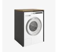 PLATAN ROOM Armadietto per lavatrice 90 x 65 x 50/56 cm, adatto per lavatrice e asciugatrice, armadietto per lavatrice, mobili da bagno (antracite/rovere artisano, profondità 50 cm)