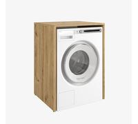 PLATAN ROOM Armadietto per lavatrice 90 x 65 x 50/56 cm, adatto per lavatrice e asciugatrice, armadietto sovrastruttura, mobili da bagno (rovere dorato, profondità 50 cm)