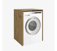 PLATAN ROOM Armadietto per lavatrice 90 x 65 x 50/56 cm, adatto per lavatrice e asciugatrice, armadio per lavatrice, mobili da bagno (rovere Artisan, profondità 50 cm)