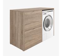 PLATAN ROOM Armadietto per lavatrice, larghezza 130 cm, armadietto per lavatrice o asciugatrice, per bagno (con armadio, rovere Sonoma)