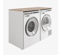 PLATAN ROOM Armadietto per lavatrici, larghezza 130 cm, per lavatrice o asciugatrice, per bagno (senza armadio, bianco/rovere Sonoma)
