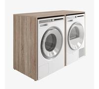 PLATAN ROOM Armadio per lavatrice o asciugatrice, 130 cm di larghezza, armadio sovrastruttura per bagno (65 cm di profondità, rovere sonoma)