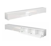 PLATAN ROOM, mobile lowboard per TV 105/140 / 160/210/280, in bianco, da appendere o utilizzabile a terra, opaco (280 x 30 x 32, bianco opaco/bianco lucido)