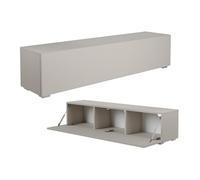PLATAN ROOM, mobile lowboard per TV 105/140 / 160/210 / 280, in bianco, da appendere o utilizzabile a terra, opaco (140 x 30 x 32, cashmere bianco opaco/bianco lucido)