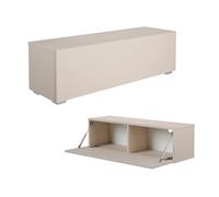 PLATAN ROOM, mobile lowboard per TV 105/140 / 160/210 / 280, in bianco, da appendere o utilizzabile a terra, opaco (105 x 30 x 32, Champagne, bianco opaco/bianco lucido)