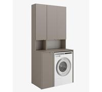 PLATAN ROOM Set da bagno - Armadio per lavatrice 65 cm di larghezza e armadio alto 33 cm di larghezza, armadietto da bagno per bagno, armadio alto sottile, armadietto per lavatrice (argilla grigia)