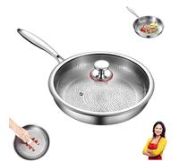 Plateful - Padella in titanio con coperchio, padelle martellate Pro in titanio per cucinare, pentole piatte da 30,5 cm, padelle antiaderenti multifunzione ultra resistenti, perfette per ogni piano