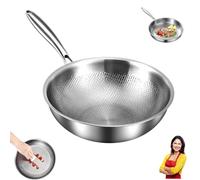 Plateful - Padella in titanio con coperchio, padelle martellate Pro in titanio per cucinare, pentole piatte da 30,5 cm, padelle antiaderenti multifunzione ultra resistenti, perfette per ogni piano