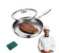 Plateful Titanium Frying Pan with Lid, Pro Hammered Non-Stick Pans for Any Hob, Pure Titanium Frying Pan for Cooking, Plateful 12" Pots