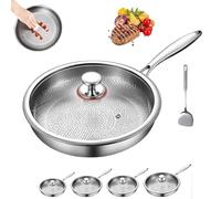 Plateful Titanium Pan, Plateful Titanium Skillet, Pletefull Pure Titaniums Pro Hammered Frying Pan with Lid, Multifunctional Ultra-Durable Pro Cookware with Lid, 2025 New Even Heating Frying Pans