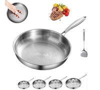 Plateful Titanium Pan, Plateful Titanium Skillet, Pletefull Pure Titaniums Pro Hammered Frying Pan with Lid, Multifunctional Ultra-Durable Pro Cookware with Lid, 2025 New Even Heating Frying Pans