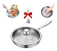 Plateful Titanium Pan with Lid, 100% Pure Titaniu Pan for Cooking, Non-Stick titanium Hammered Pa s, Ultra-Durable & Scratch-Resistant, Perfect for Cooktops (11.81in,With Lid)