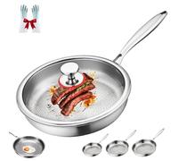 Plateful Titanium Pan with Lid, 100% Pure Titanium Pan for Cooking, Non-Stick Hammered Pans Pro, Ultra-Durable & Scratch-Resistant, Even Heating, Perfect for Every Cooktop (With Lid,26cm)