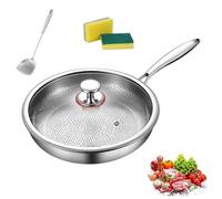 Plateful Titanium Pan with Lid, 100% Pure Titanium Pan for Cooking, Non-Stick titanium Hammered Pans Pro, Multifunctional Ultra-Durable Frying Nonstick Pans (With Cover,10.23in/26cm)