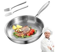 Plateful Titanium Pan with Lid, 100% Pure Titanium Pan for Cooking, Non-Stick titanium Hammered Pans Pro, Even Heating, Stay-Cool Handle, For Every Cooktop (Without lid,26cm)
