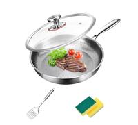 Plateful Titanium Pan with Lid, 100% Pure Titanium Pan for Cooking, Non-Stick titanium Hammered Pans Pro, Stay-Cool Handle, Ultra-Durable & Scratch-Resistant, Perfect for Every Cooktop (With cover,28)