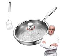 Plateful Titanium Pan with Lid, 100% Pure Titanium Pan for Cooking, Non-Stick titanium Hammered Pans Pro, Even Heating, Ultra-Durable & Scratch-Resistant, Perfect for Every Cooktop (With Lid,11.02in)