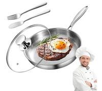Plateful Titanium Pan with Lid, 100% Pure Titanium Pan for Cooking, Non-Stick titanium Hammered Pans Pro, Even Heating, Stay-Cool Handle, For Every Cooktop (With lid,30cm)