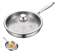 Plateful Titanium Pan with Lid, New Titanium Hammered Pan Pro for Cooking, Stay-Cool Handle, Ultra-Durable & Scratch-Resistant, Perfect For Every Cook top (M: 11.02in/28cm)