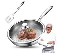 Plateful Titanium Pan with Lid, Pure Titanium Pan for Cooking, 12" Plateful Cookware, Non-Stick Hammered Pans Pro, Naturally Non-Stick for Every Cooktop (with lid,26cm)