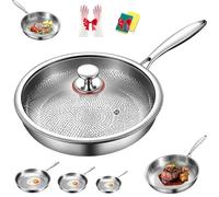 Platefull Titanium Pan, 2026 Upgrade to 100% Non-toxic Titanium Pan, Ultra-Durable, Non Stick Chemical-Free, Extreme Heat-Resistant, Compatible With All Cooktops (11.81in/30cm,With Lid)