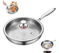 Platefull Titanium Pan with Lid, Titanium Hammered Pan Pro, 100% Pure Ti-Hammered Pans, Non-Stick, Scratch-Resistant, for Cooking, Frying, and Baking (10.23in/26cm)