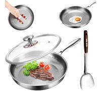 Platefull Titanium Pan with Lid, Titanium Pro Hammered Pans for Cooking, Multifunctional Durable Scratch-Resistant Non Stick Pans for Every Cooktop