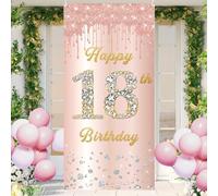 PLATEYTR 1 Pezzo 18 Anni Rose Gold Happy Birthday Banner, Rose Gold Birthday Decorations, 18 Anni Girl Pink Decorations, 18 Anni Birthground for Birthday Decorations, Girls Birthday