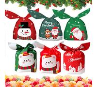 PLATEYTR 60pcs Sacchetti Caramelle Natale,Natale Decorazioni,Sacchetti Regalo Caramelle,Sacchetti Compleanno per Caramelle,Sacchetto Biscotti Dolci Festa Natale Party Confezione Regalo(A02)