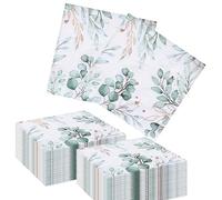 PLATEYTR 80 Pezzi di Tovaglioli Verdi Decorativi di Eucalipto e Foglie Floreali per Compleanno, Nozze, Baby Shower, Garden Party - USA e Getta