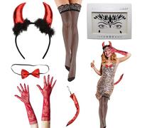 PLATEYTR Accessori Halloween Diavolo Attraenti costumi di carnevale per donne - costume di Halloween diabolicamente allettante per donne - balla il diavolo con il sofisticato costume da diavolo rosso